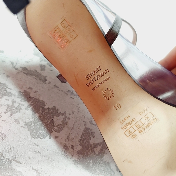 New Stuart Weitzman Starla 80 Leather Silver Sandals T516 - Picture 10 of 11